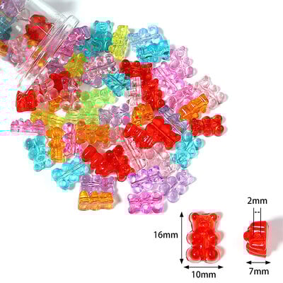 50 vnt Spalvingi skaidrūs Gummy Bear akriliniai karoliukai papuošalams gaminti pasidaryk pats karoliai apyrankės auskarai kalėdinė dovana