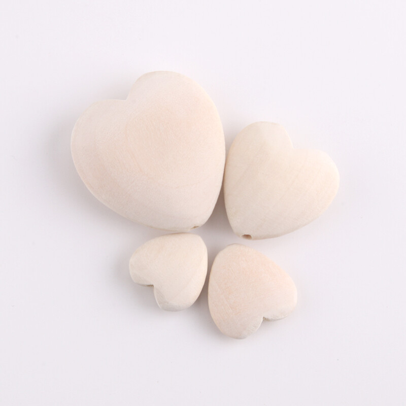 Prirodni nedovršeni DIY ravni drveni nakit od perli breskve s više specifikacija, drvene perle u obliku ljubavi