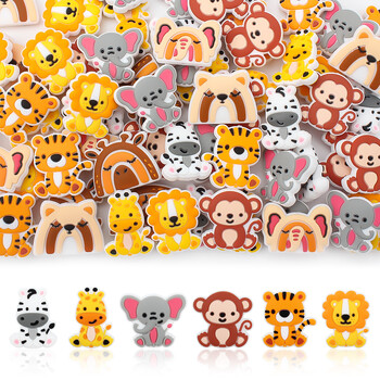 20/30 τμχ Animals Σετ με χάντρες σιλικόνης Unicorn Giraffes Focal Beads for Jewelry Making DIY βραχιόλι μπρελόκ Αξεσουάρ στυλό με χάντρες