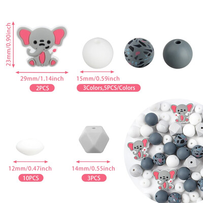 20/30 ks Silikónové korálky so zvieratami, sada jednorožcov, žiraf, korálky na výrobu šperkov, DIY náramok, kľúčenka, príslušenstvo, korálkové pero