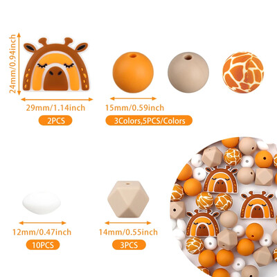 20/30 ks Silikónové korálky so zvieratami, sada jednorožcov, žiraf, korálky na výrobu šperkov, DIY náramok, kľúčenka, príslušenstvo, korálkové pero