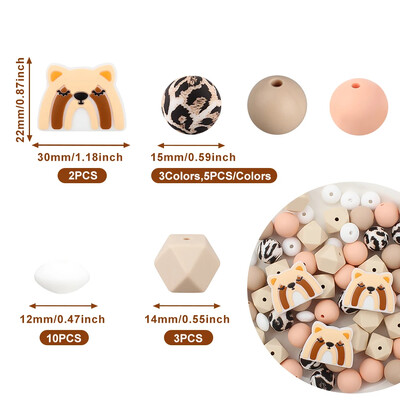 20/30 ks Silikónové korálky so zvieratami, sada jednorožcov, žiraf, korálky na výrobu šperkov, DIY náramok, kľúčenka, príslušenstvo, korálkové pero
