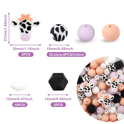 20/30 ks Silikónové korálky so zvieratami, sada jednorožcov, žiraf, korálky na výrobu šperkov, DIY náramok, kľúčenka, príslušenstvo, korálkové pero