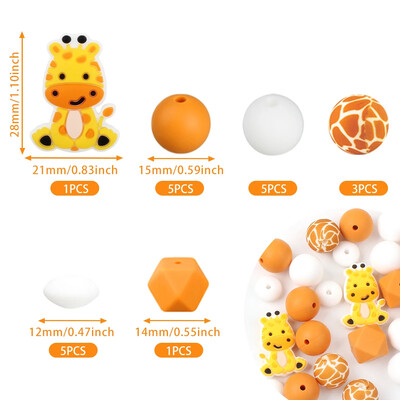 20/30 ks Silikónové korálky so zvieratami, sada jednorožcov, žiraf, korálky na výrobu šperkov, DIY náramok, kľúčenka, príslušenstvo, korálkové pero
