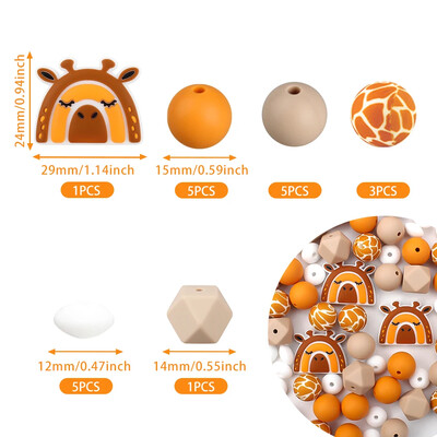 20/30 ks Silikónové korálky so zvieratami, sada jednorožcov, žiraf, korálky na výrobu šperkov, DIY náramok, kľúčenka, príslušenstvo, korálkové pero