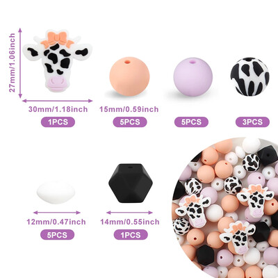 20/30 ks Silikónové korálky so zvieratami, sada jednorožcov, žiraf, korálky na výrobu šperkov, DIY náramok, kľúčenka, príslušenstvo, korálkové pero
