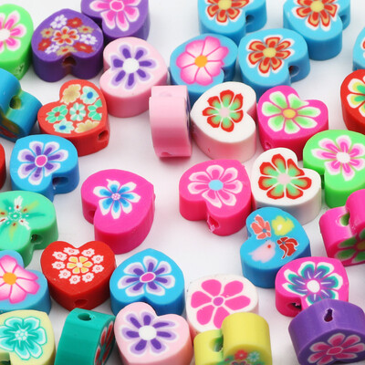 20/50db Aranyos virágos polimer szívgyöngyök polimer agyaggyöngyök távtartó gyöngyök ékszerkészítéshez barkácsolás karkötő nyaklánc kiegészítők