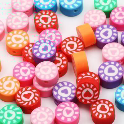 20/50db Aranyos virágos polimer szívgyöngyök polimer agyaggyöngyök távtartó gyöngyök ékszerkészítéshez barkácsolás karkötő nyaklánc kiegészítők