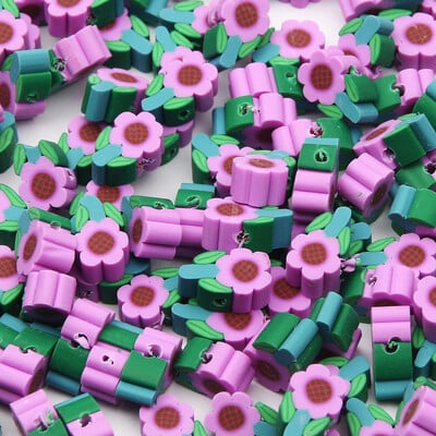 20/50db Aranyos virágos polimer szívgyöngyök polimer agyaggyöngyök távtartó gyöngyök ékszerkészítéshez barkácsolás karkötő nyaklánc kiegészítők