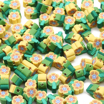 20/50db Aranyos virágos polimer szívgyöngyök polimer agyaggyöngyök távtartó gyöngyök ékszerkészítéshez barkácsolás karkötő nyaklánc kiegészítők