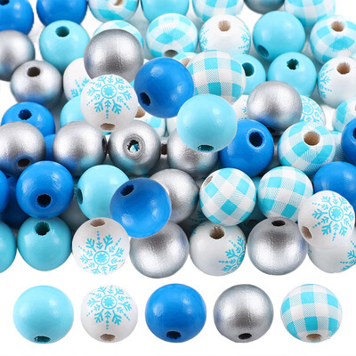 50 vnt 16 mm žiemos tinklelio raštas snaigė vienspalvis tarpiklis mediniai karoliukai Kalėdų kolekcijai Vakarėlio namų dekoro priedai