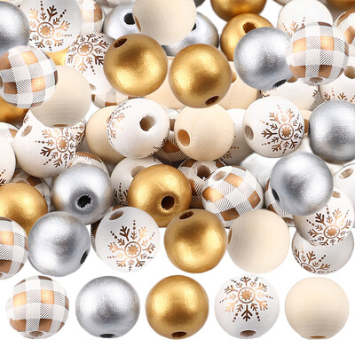 50 vnt 16 mm žiemos tinklelio raštas snaigė vienspalvis tarpiklis mediniai karoliukai Kalėdų kolekcijai Vakarėlio namų dekoro priedai