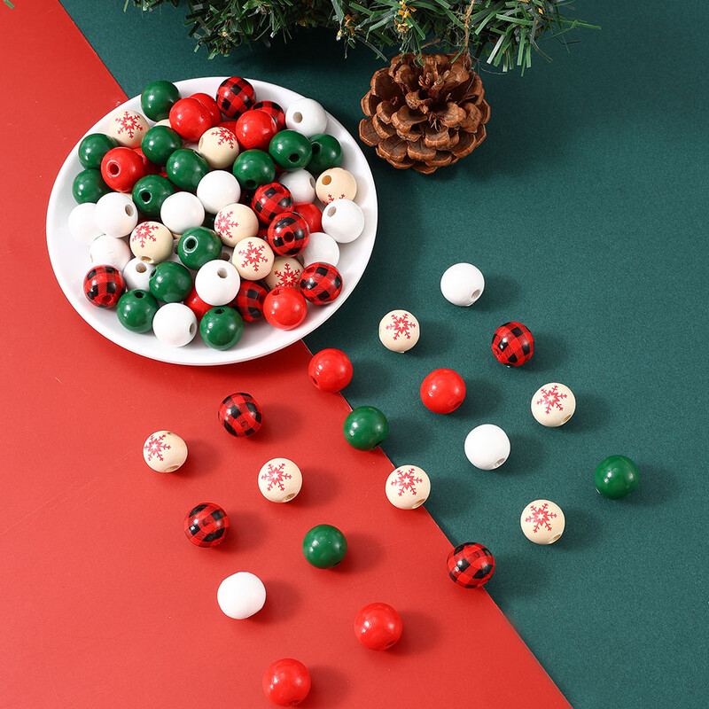 50 vnt 16 mm žiemos tinklelio raštas snaigė vienspalvis tarpiklis mediniai karoliukai Kalėdų kolekcijai Vakarėlio namų dekoro priedai