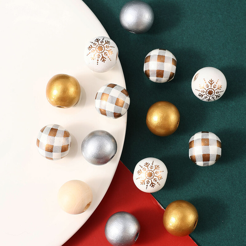 50 vnt 16 mm žiemos tinklelio raštas snaigė vienspalvis tarpiklis mediniai karoliukai Kalėdų kolekcijai Vakarėlio namų dekoro priedai