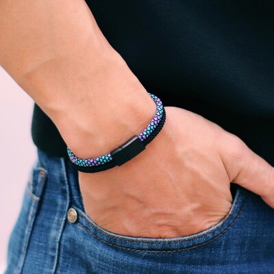 Új Paracord karkötő férfiaknak Levehető rozsdamentes acél mágnescsat kétszínű makramé karkötő Pulseira Masculina ajándék neki
