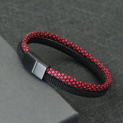 Nový paracord náramok pre mužov odnímateľný nerezový oceľový magnetický náramok s prackou bicolor macramé pulseira masculina darček pre neho
