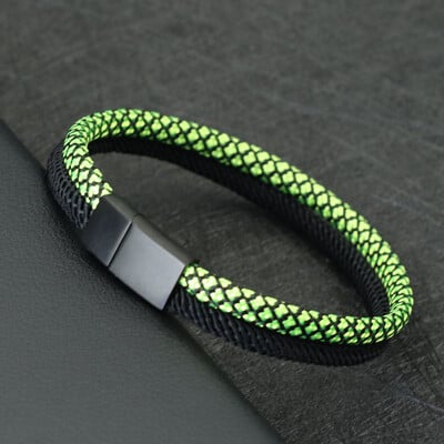 Nový paracord náramok pre mužov odnímateľný nerezový oceľový magnetický náramok s prackou bicolor macramé pulseira masculina darček pre neho