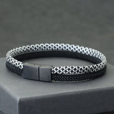 Nový paracord náramok pre mužov odnímateľný nerezový oceľový magnetický náramok s prackou bicolor macramé pulseira masculina darček pre neho