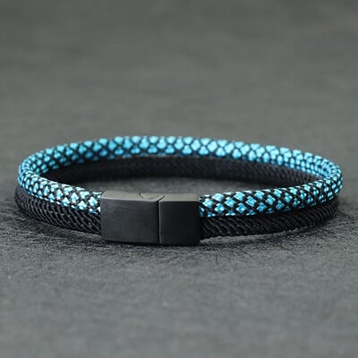 Nový paracord náramok pre mužov odnímateľný nerezový oceľový magnetický náramok s prackou bicolor macramé pulseira masculina darček pre neho