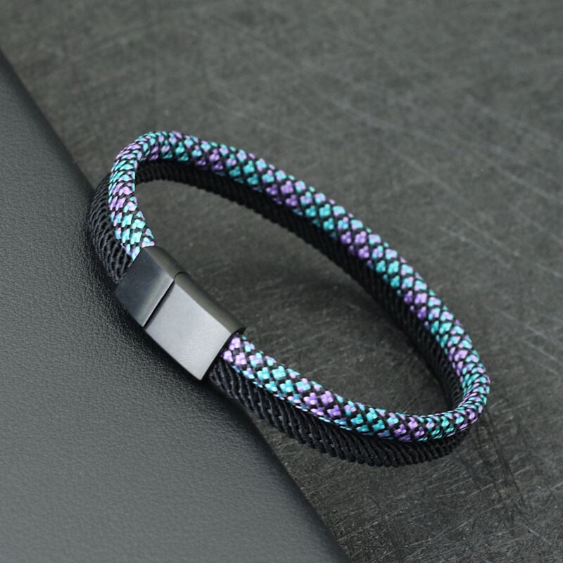 Nový paracord náramok pre mužov odnímateľný nerezový oceľový magnetický náramok s prackou bicolor macramé pulseira masculina darček pre neho
