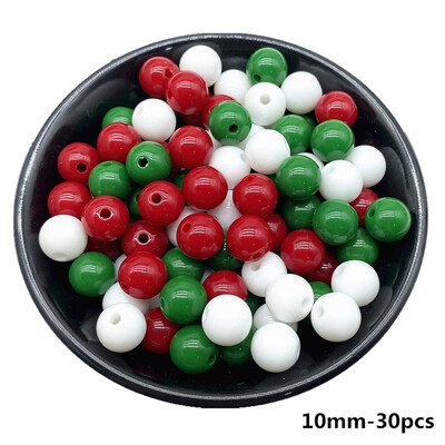 4/6/8/10mm Sarkans Zaļš Balts Ziemassvētku Krāsa Akrila Apaļas Krelles Rotaslietas Izgatavošana Kaklarota Rokassprādzes Auskari Piekariņi Piederumi