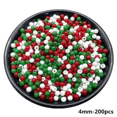 4/6/8/10mm Sarkans Zaļš Balts Ziemassvētku Krāsa Akrila Apaļas Krelles Rotaslietas Izgatavošana Kaklarota Rokassprādzes Auskari Piekariņi Piederumi