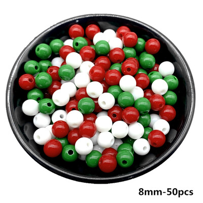 4/6/8/10mm Sarkans Zaļš Balts Ziemassvētku Krāsa Akrila Apaļas Krelles Rotaslietas Izgatavošana Kaklarota Rokassprādzes Auskari Piekariņi Piederumi