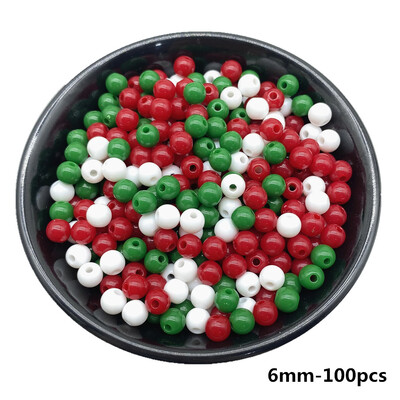 4/6/8/10mm Sarkans Zaļš Balts Ziemassvētku Krāsa Akrila Apaļas Krelles Rotaslietas Izgatavošana Kaklarota Rokassprādzes Auskari Piekariņi Piederumi