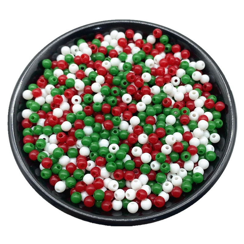 4/6/8/10mm Sarkans Zaļš Balts Ziemassvētku Krāsa Akrila Apaļas Krelles Rotaslietas Izgatavošana Kaklarota Rokassprādzes Auskari Piekariņi Piederumi