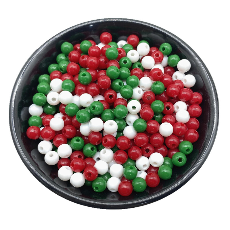 4/6/8/10mm Sarkans Zaļš Balts Ziemassvētku Krāsa Akrila Apaļas Krelles Rotaslietas Izgatavošana Kaklarota Rokassprādzes Auskari Piekariņi Piederumi