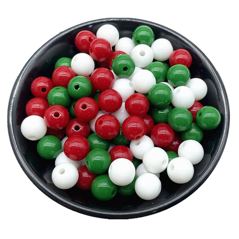 4/6/8/10mm Sarkans Zaļš Balts Ziemassvētku Krāsa Akrila Apaļas Krelles Rotaslietas Izgatavošana Kaklarota Rokassprādzes Auskari Piekariņi Piederumi