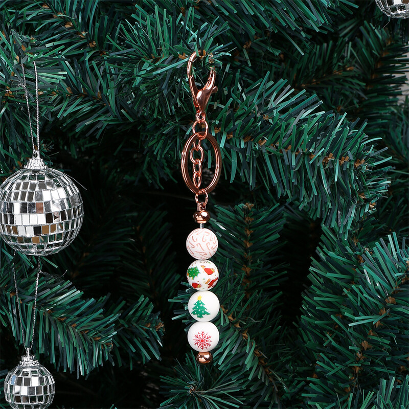 15mm 5 buc Stil amestecat Diverse elemente de Crăciun Mărgele de silicon imprimate Fabricarea de bijuterii DIY cu margele Accesorii decorative