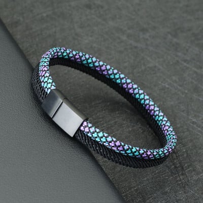 Nový paracord náramok pre mužov odnímateľný nerezový oceľový magnetický náramok s prackou bicolor macramé pulseira masculina darček pre neho