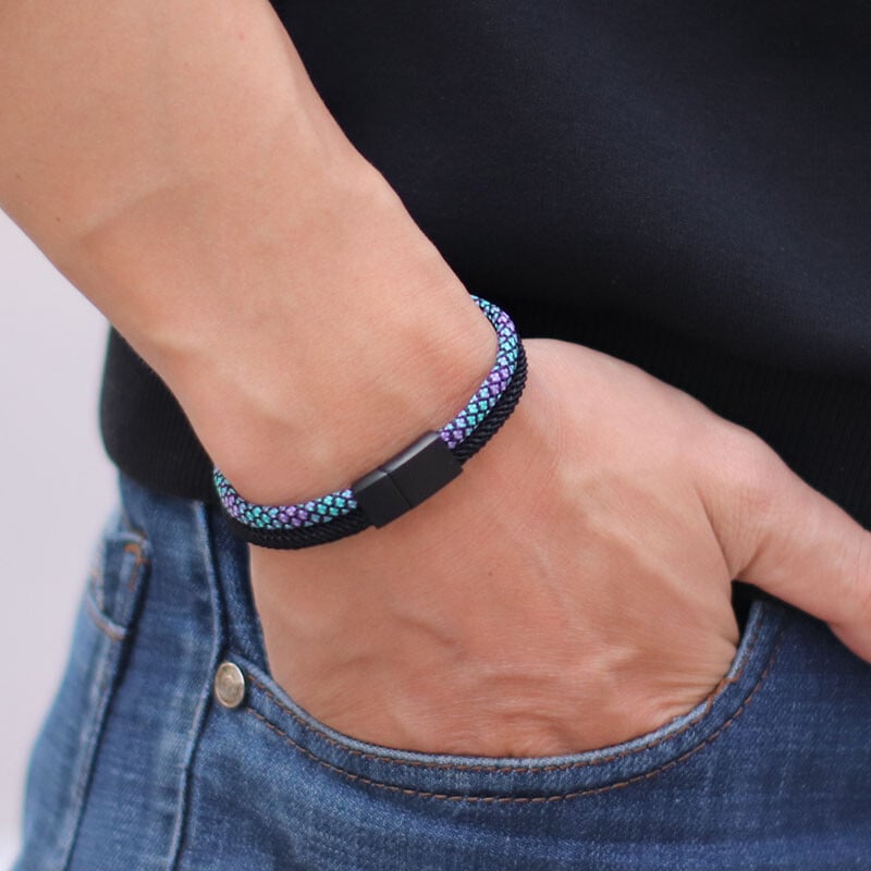 Nový paracord náramok pre mužov odnímateľný nerezový oceľový magnetický náramok s prackou bicolor macramé pulseira masculina darček pre neho