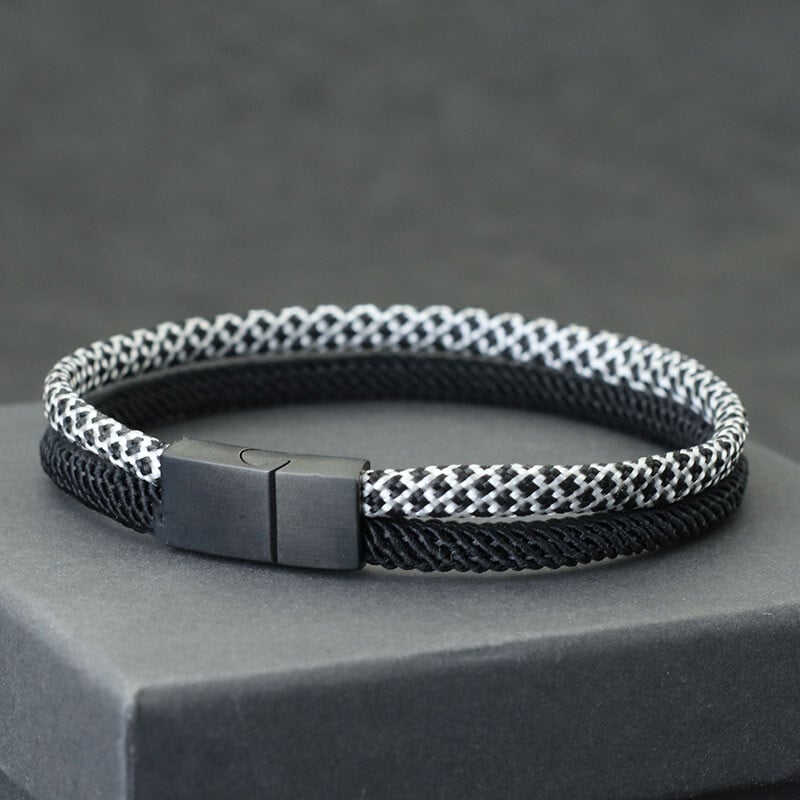Nový paracord náramok pre mužov odnímateľný nerezový oceľový magnetický náramok s prackou bicolor macramé pulseira masculina darček pre neho