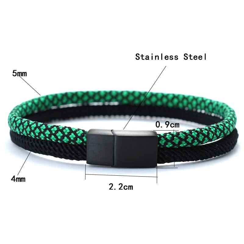 Nový paracord náramok pre mužov odnímateľný nerezový oceľový magnetický náramok s prackou bicolor macramé pulseira masculina darček pre neho