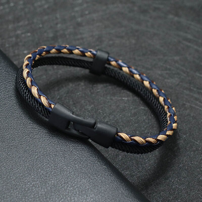 Új divatos férfi bőr karkötő kétrétegű punk karkötő Homme Pulseira Corda Masculina ajándék neki Menő motoros kiegészítők