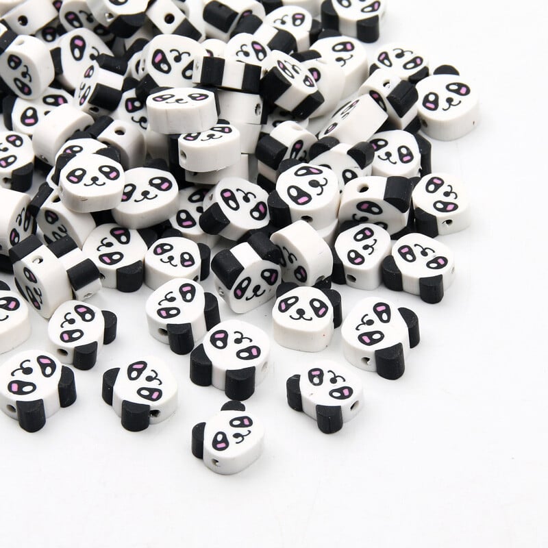 20 de bucăți drăguț Panda margele de argilă polimerică margele distanțatoare libere pentru realizarea de bijuterii, accesorii pentru colier, brățări lucrate manual, bricolaj