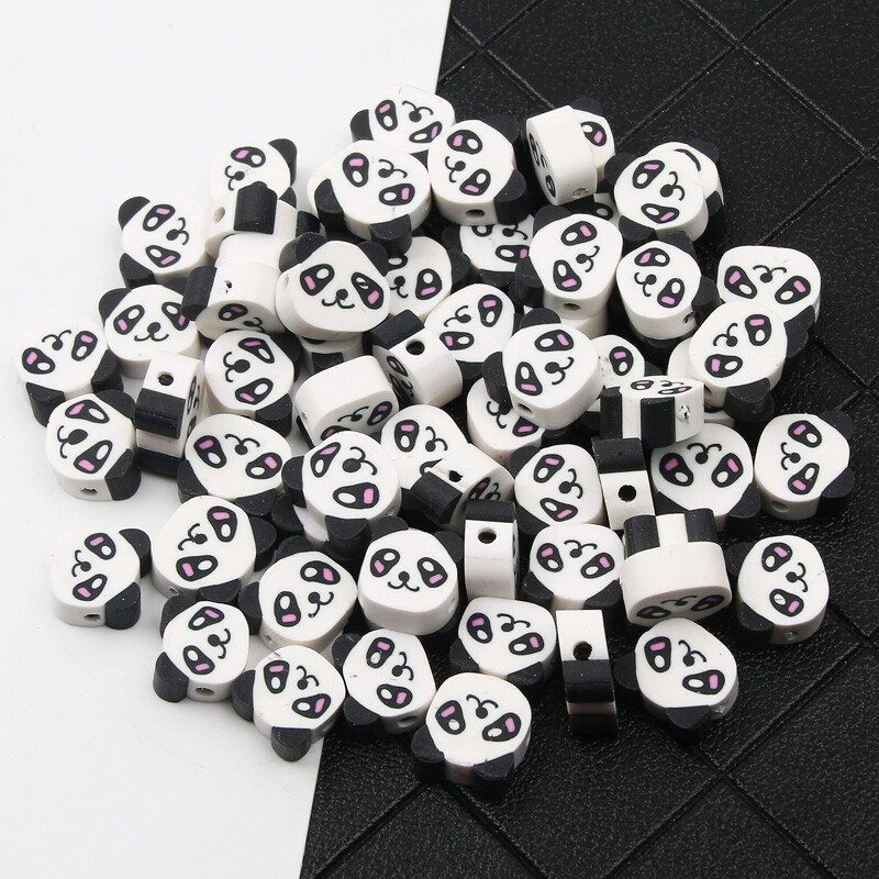 20 de bucăți drăguț Panda margele de argilă polimerică margele distanțatoare libere pentru realizarea de bijuterii, accesorii pentru colier, brățări lucrate manual, bricolaj