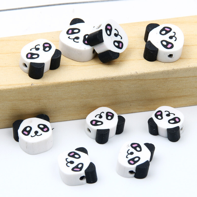 20 de bucăți drăguț Panda margele de argilă polimerică margele distanțatoare libere pentru realizarea de bijuterii, accesorii pentru colier, brățări lucrate manual, bricolaj