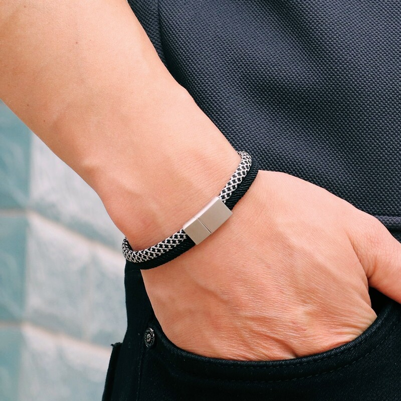 A osztályú férfi Paracord karkötő rozsdamentes acél csattal szörf karkötő kétszínű makramé karkötő, kézzel készített tengeri húr Joias