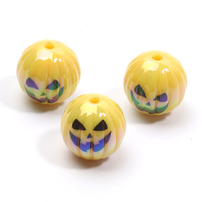 10 ks 15 mm viacfarebné halloweenske tekvicové akrylové korálky voľné dištančné korálky na výrobu šperkov, náramkov, DIY halloweenskych doplnkov