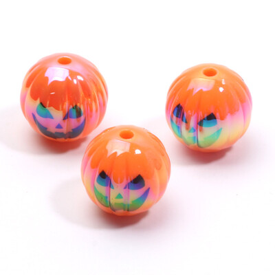 10 ks 15 mm viacfarebné halloweenske tekvicové akrylové korálky voľné dištančné korálky na výrobu šperkov, náramkov, DIY halloweenskych doplnkov