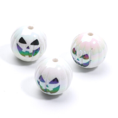 10 ks 15 mm viacfarebné halloweenske tekvicové akrylové korálky voľné dištančné korálky na výrobu šperkov, náramkov, DIY halloweenskych doplnkov