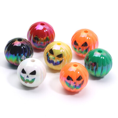 10 ks 15 mm viacfarebné halloweenske tekvicové akrylové korálky voľné dištančné korálky na výrobu šperkov, náramkov, DIY halloweenskych doplnkov