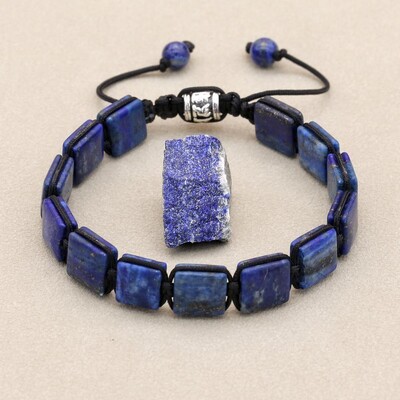 10 MM Lapis Lazuli dabīgā akmens pīta rokassprādze un rokassprādze, panku vīrietis sievietēm, draudzības šarms, rokassprādze ar rokām darinātas rotaslietas