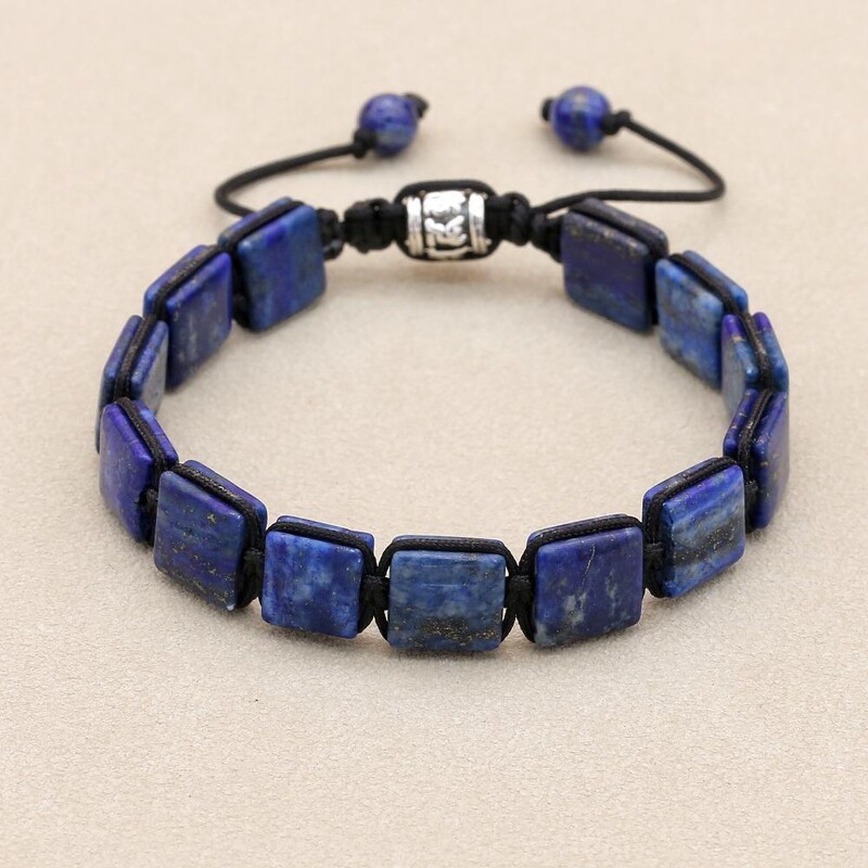 10 mm-es Lapis Lazuli természetes kőből fonott karkötő és karkötő Punk férfi női barátság báj karkötő karkötő kézzel készített ékszerek