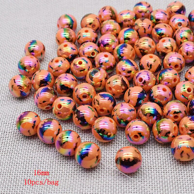 16mm 10ks/balenie akrylových korálok Halloween farebne kreslené farebné lebky voľné dištančné korálky na výrobu šperkov DIY náramky náhrdelník