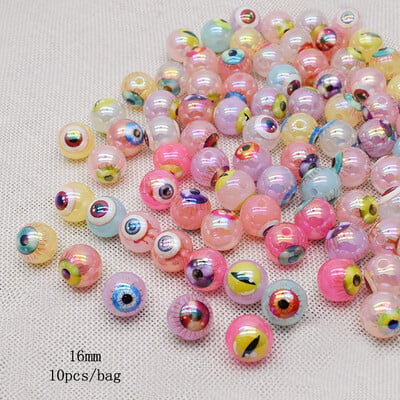 16mm 10ks/balenie akrylových korálok Halloween farebne kreslené farebné lebky voľné dištančné korálky na výrobu šperkov DIY náramky náhrdelník