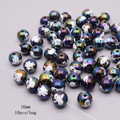 16mm 10ks/balenie akrylových korálok Halloween farebne kreslené farebné lebky voľné dištančné korálky na výrobu šperkov DIY náramky náhrdelník
